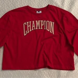 Women Champion Bold Red Tee Cropped Long Sleeve